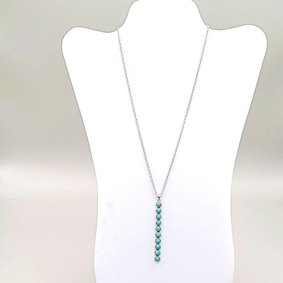 Jewelry - Turquoise Long Bar Silver Necklace, NWOT